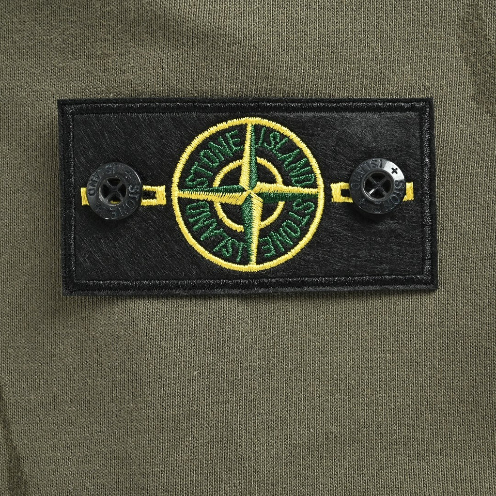 Stone Island SS26 Sleeve Badge Half-Zip Pullover Sweatshirt — Olive Green