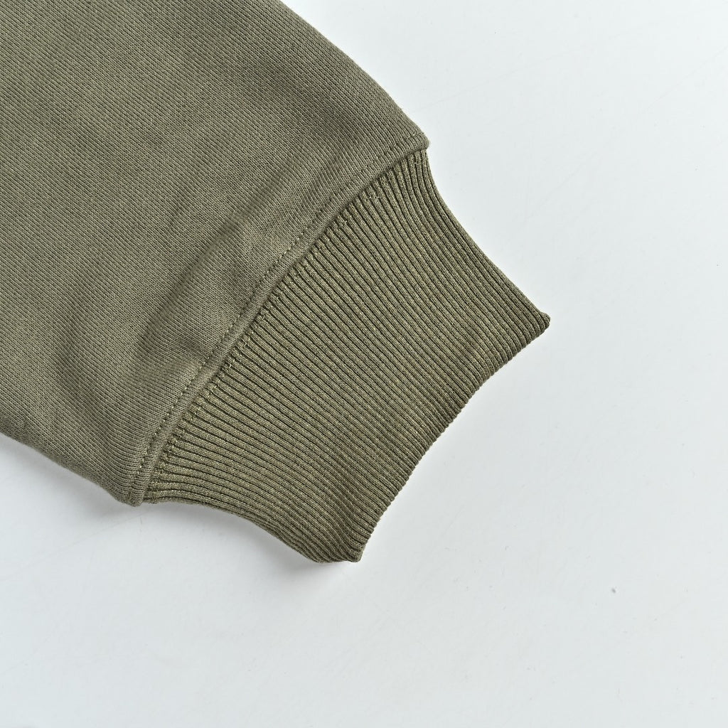 Stone Island SS26 Sleeve Badge Half-Zip Pullover Sweatshirt — Olive Green