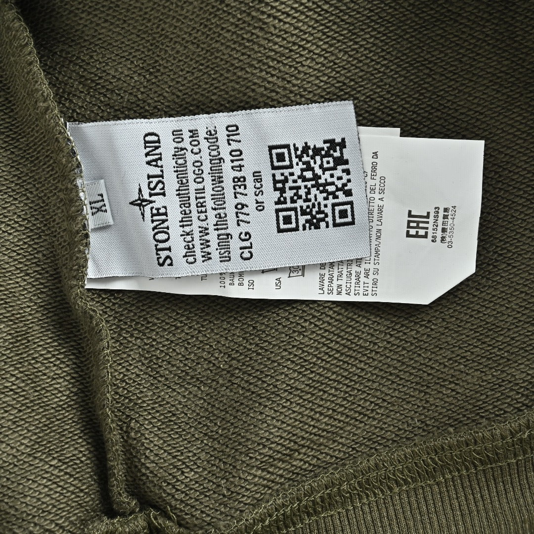 Stone Island SS26 Sleeve Badge Half-Zip Pullover Sweatshirt — Olive Green