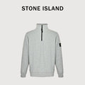Stone Island SS26 Sleeve Badge Half-Zip Pullover Sweatshirt — Light Grey Marl