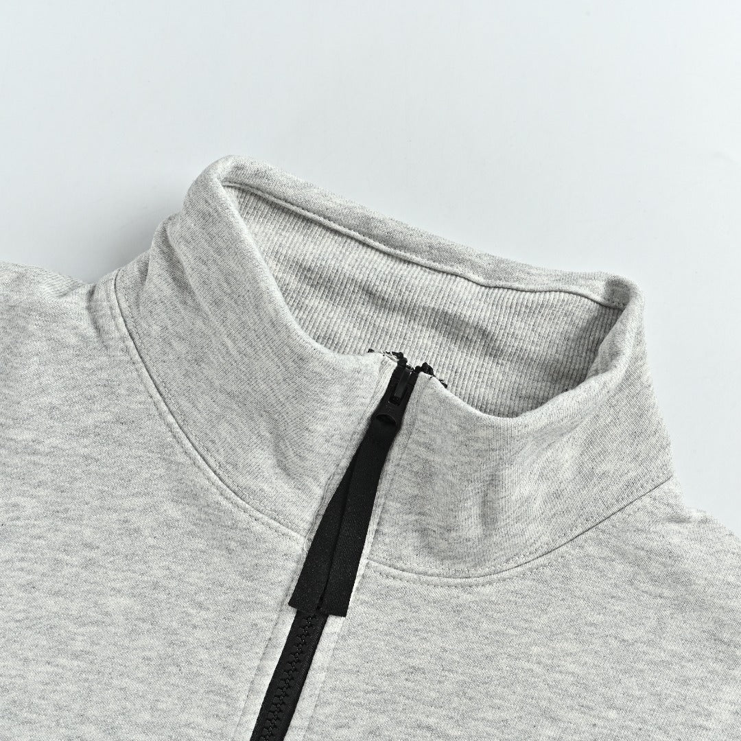 Stone Island SS26 Sleeve Badge Half-Zip Pullover Sweatshirt — Light Grey Marl