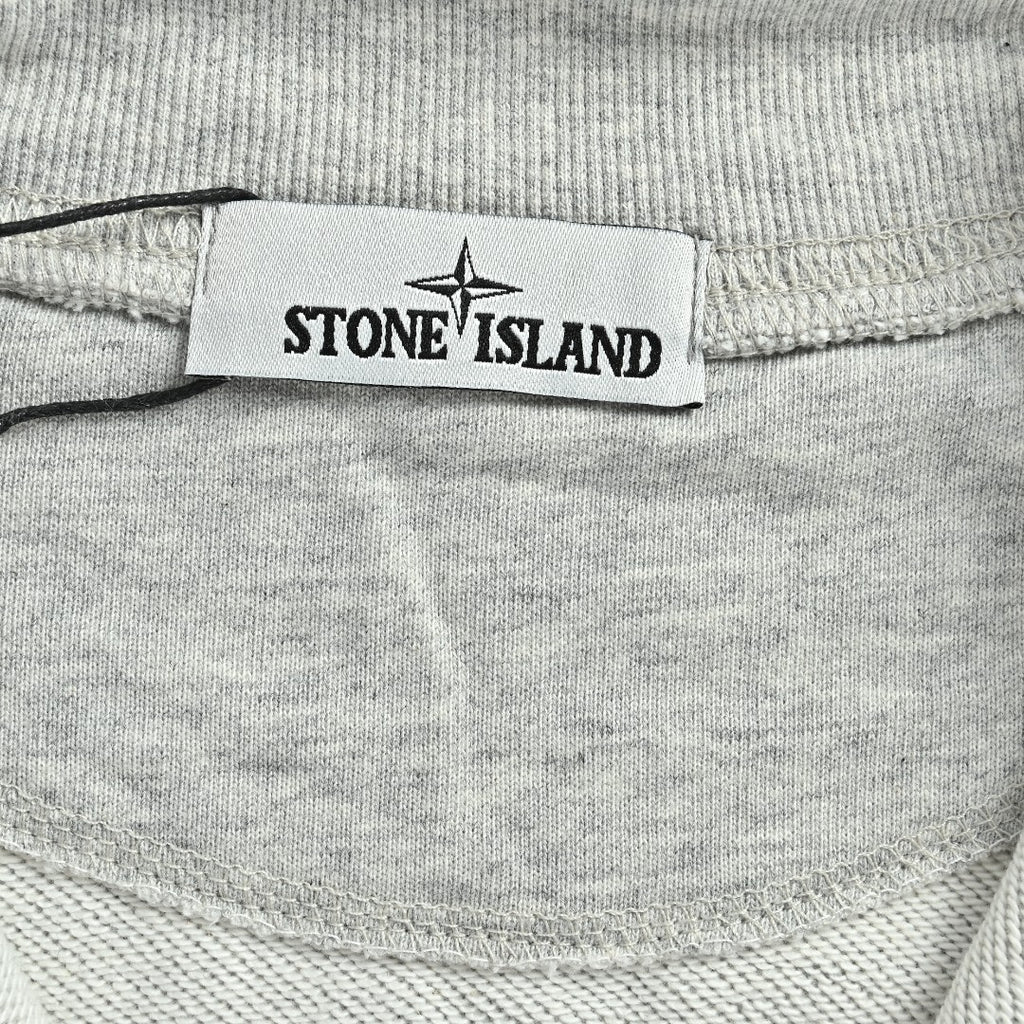 Stone Island SS26 Sleeve Badge Half-Zip Pullover Sweatshirt — Light Grey Marl