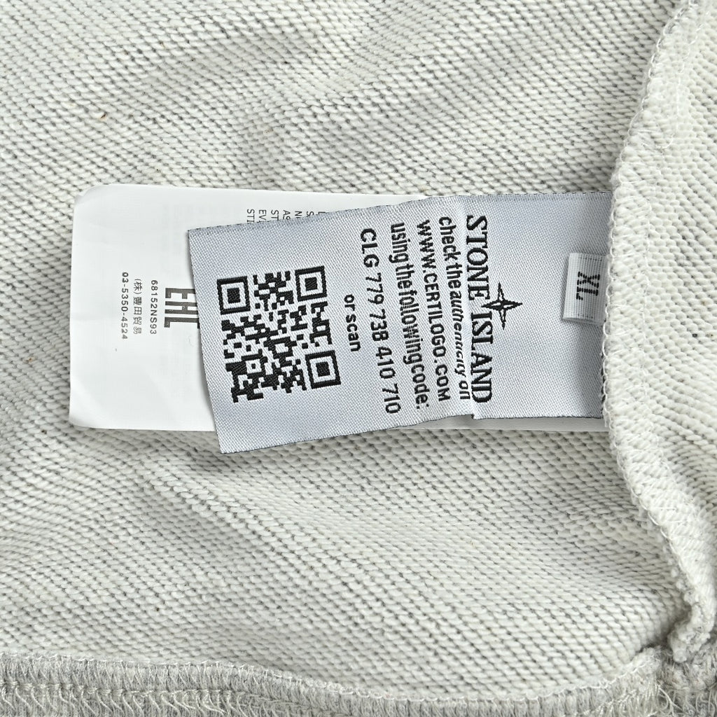 Stone Island SS26 Sleeve Badge Half-Zip Pullover Sweatshirt — Light Grey Marl