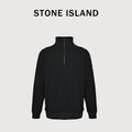 Stone Island SS26 Sleeve Badge Half-Zip Pullover Sweatshirt — Black