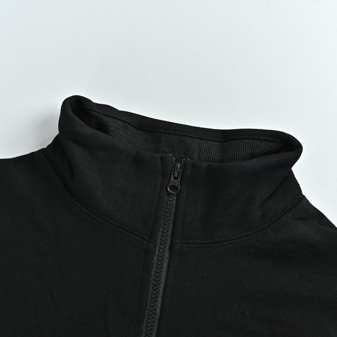 Stone Island SS26 Sleeve Badge Half-Zip Pullover Sweatshirt — Black