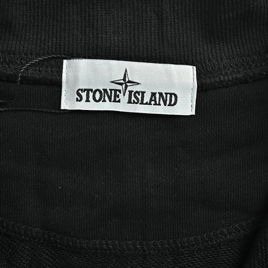Stone Island SS26 Sleeve Badge Half-Zip Pullover Sweatshirt — Black