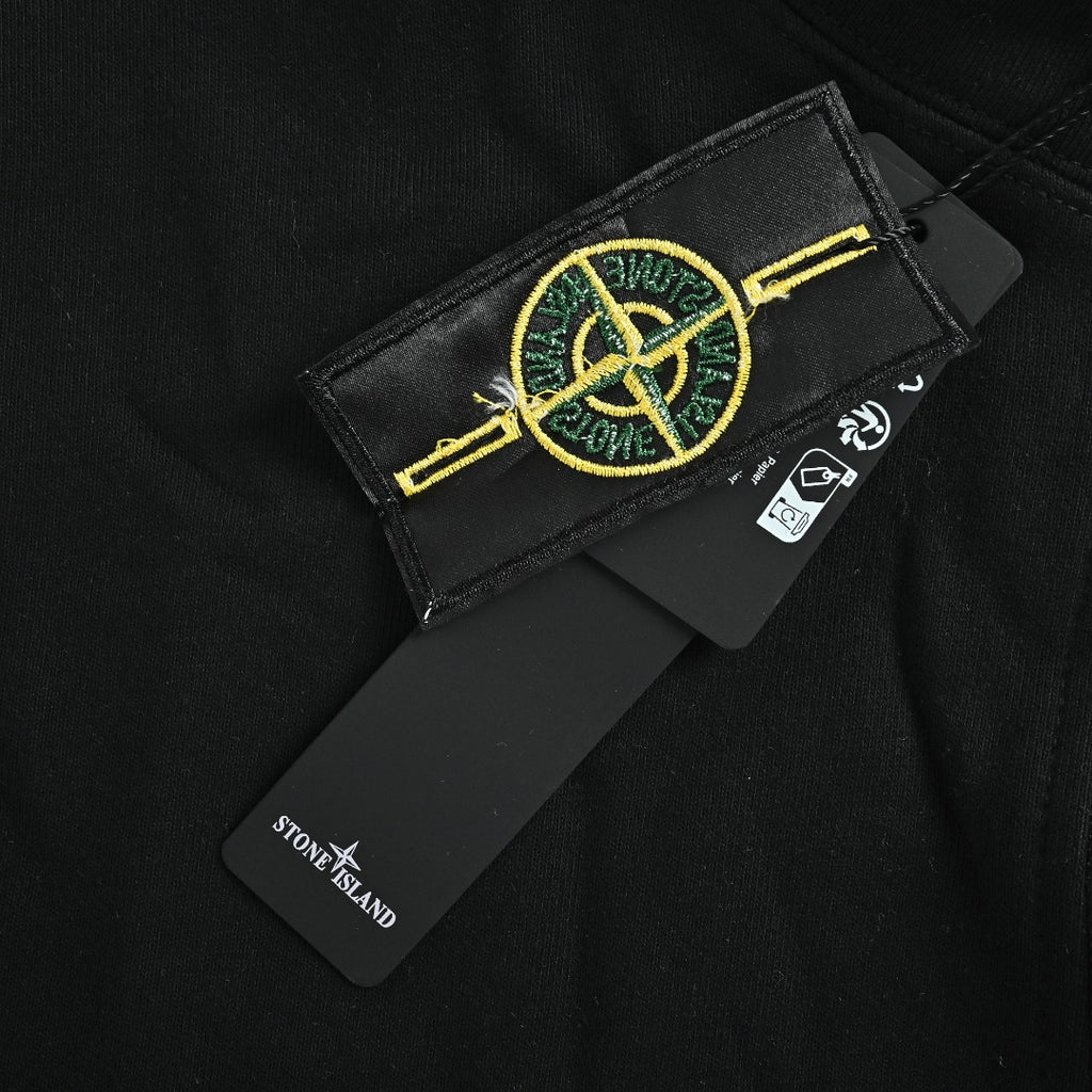 Stone Island SS26 Sleeve Badge Half-Zip Pullover Sweatshirt — Black