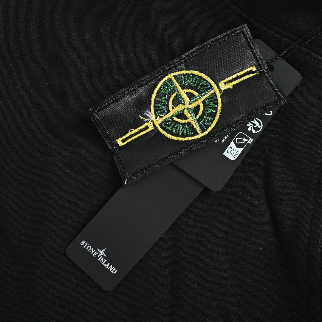 Stone Island SS26 Sleeve Badge Half-Zip Pullover Sweatshirt — Black