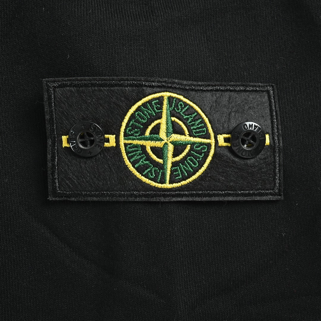 Stone Island SS26 Sleeve Badge Half-Zip Pullover Sweatshirt — Black