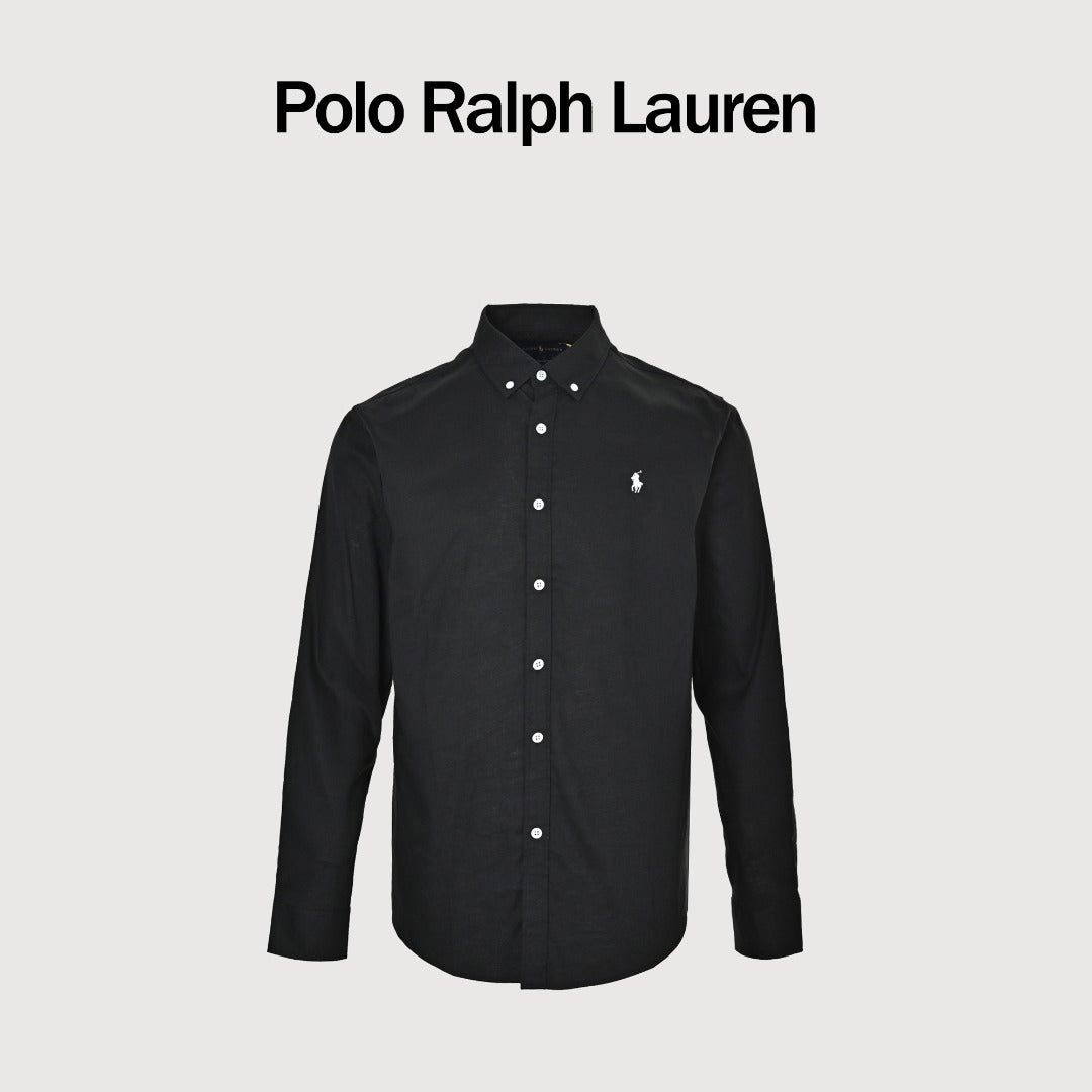 Ralph Lauren Small Polo Pony Embroidered Linen Shirt — Black