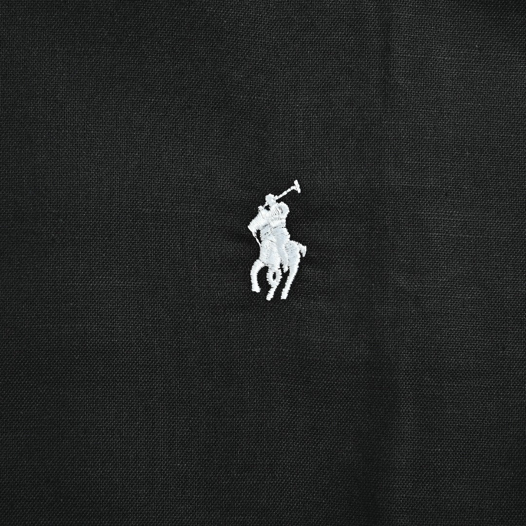 Ralph Lauren Small Polo Pony Embroidered Linen Shirt — Black