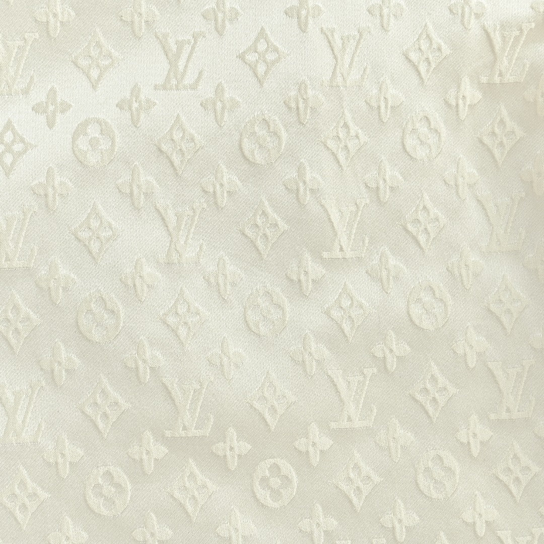 Louis Vuitton 25SS Pre-Spring Monogram Jacquard Mulberry Silk Long-Sleeve Shirt — White