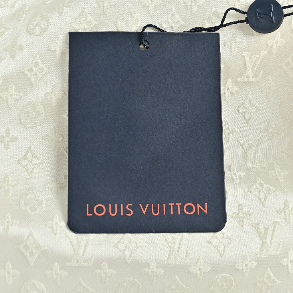 Louis Vuitton 25SS Pre-Spring Monogram Jacquard Mulberry Silk Long-Sleeve Shirt — White