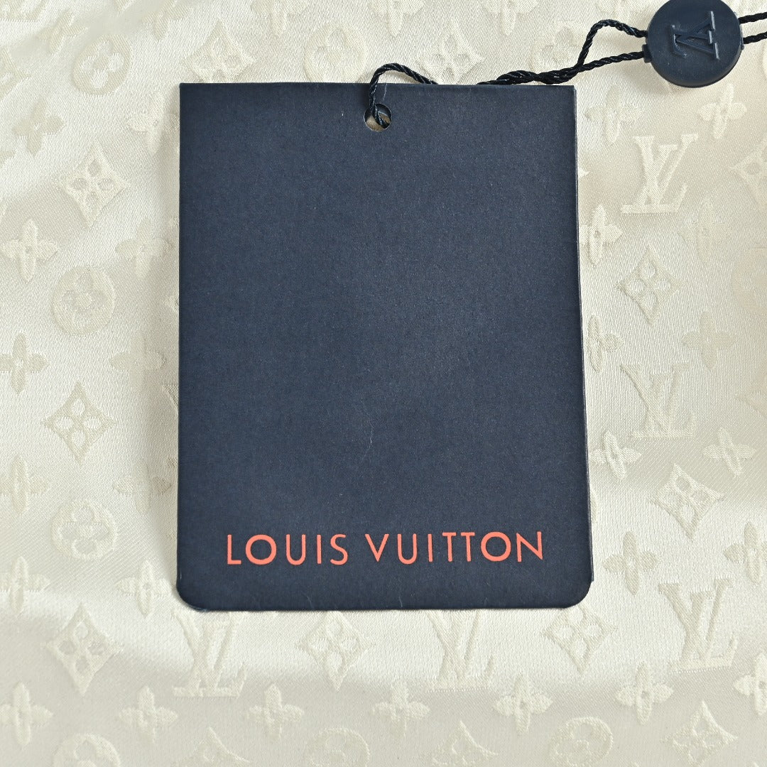 Louis Vuitton 25SS Pre-Spring Monogram Jacquard Mulberry Silk Long-Sleeve Shirt — White