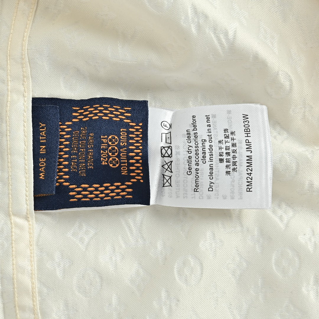 Louis Vuitton 25SS Pre-Spring Monogram Jacquard Mulberry Silk Long-Sleeve Shirt — White