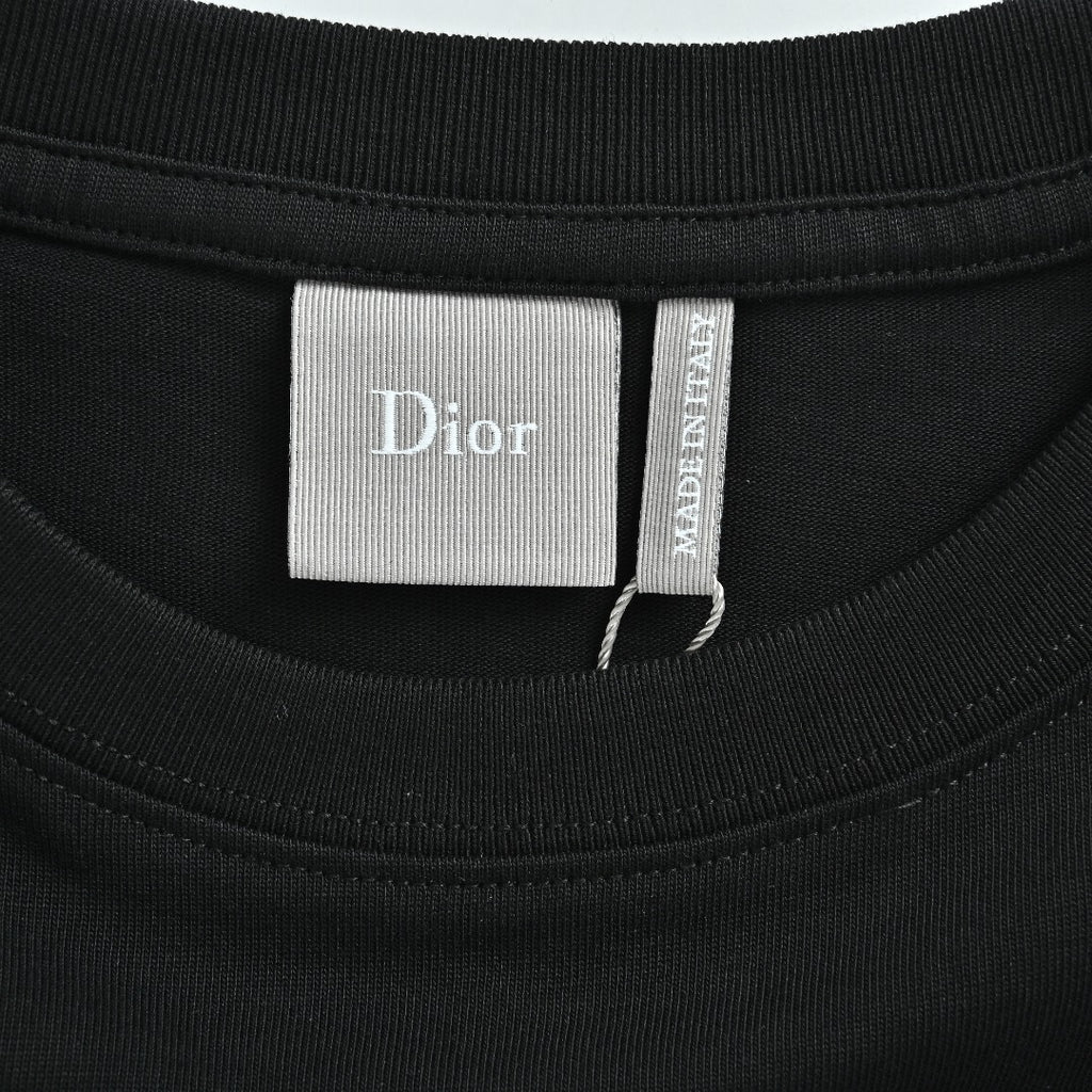 Dior 26SS 'No Dior No Dietrich' Letter Logo Embroidered T-Shirt — Black