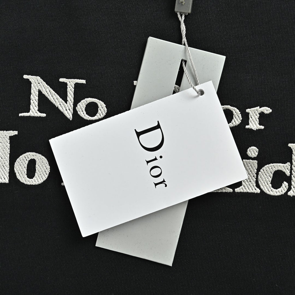 Dior 26SS 'No Dior No Dietrich' Letter Logo Embroidered T-Shirt — Black