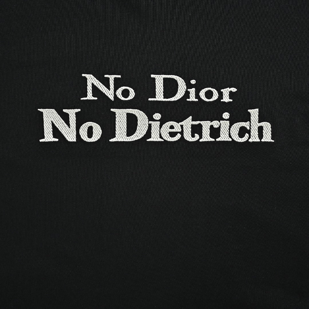 Dior 26SS 'No Dior No Dietrich' Letter Logo Embroidered T-Shirt — Black
