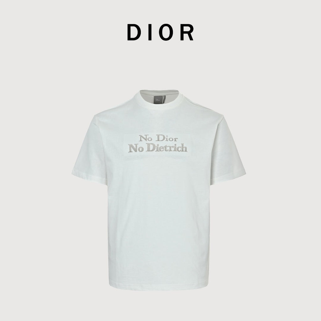 Dior 26SS 'No Dior No Dietrich' Letter Logo Embroidered T-Shirt — White