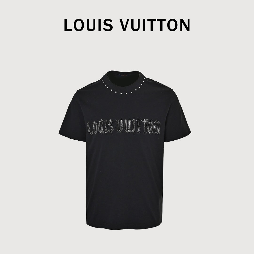 Louis Vuitton 26SS Studded Letter Logo T-Shirt — Black