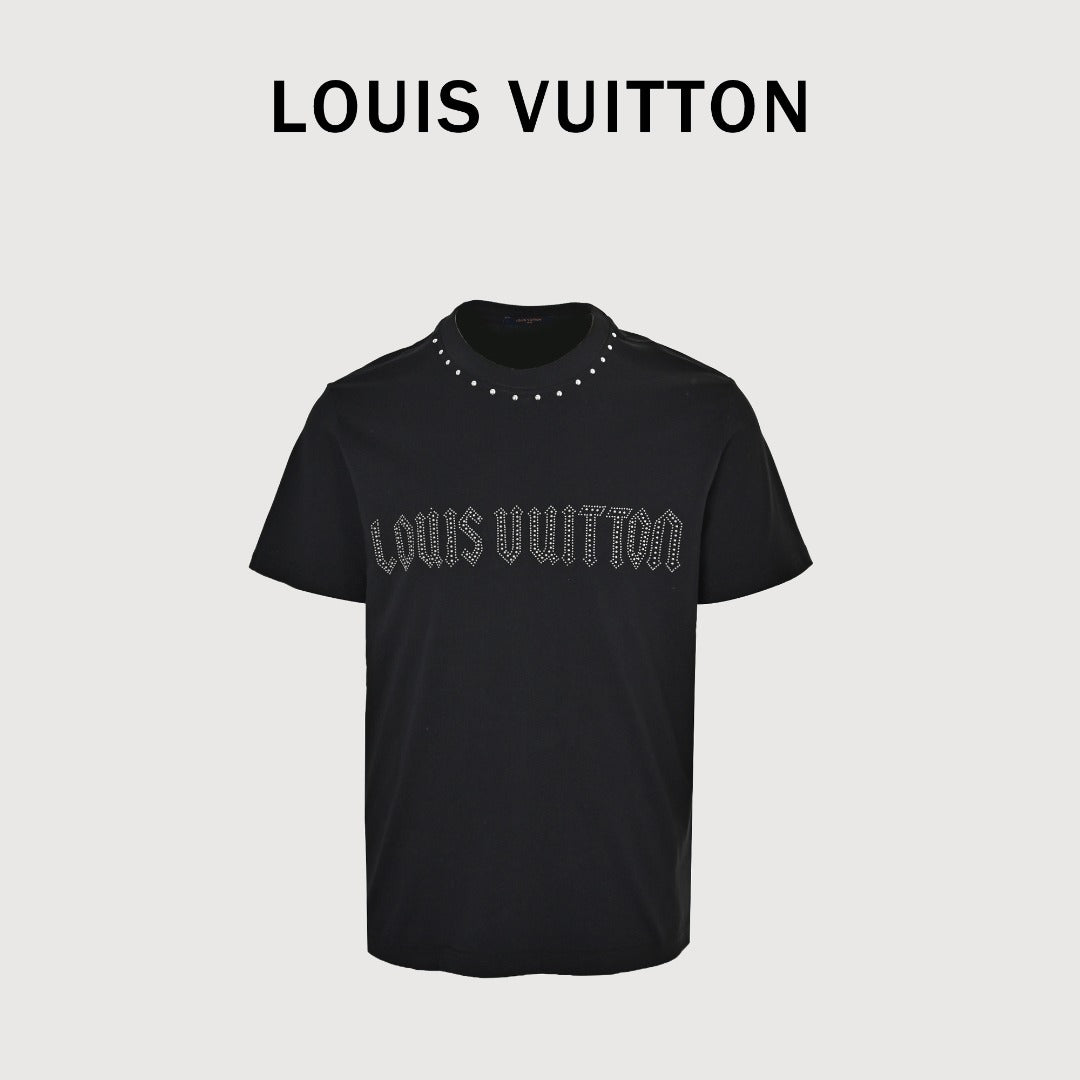 Louis Vuitton 26SS Studded Letter Logo T-Shirt — Black
