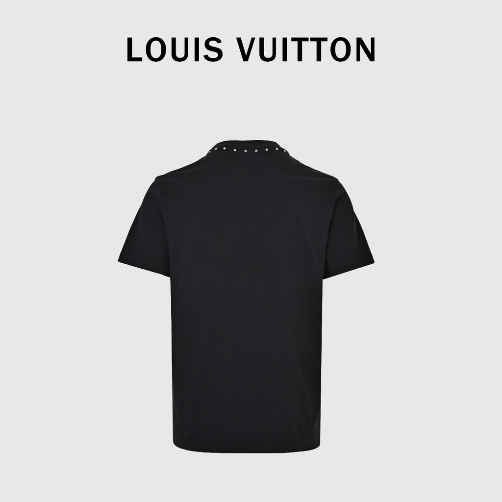 Louis Vuitton 26SS Studded Letter Logo T-Shirt — Black
