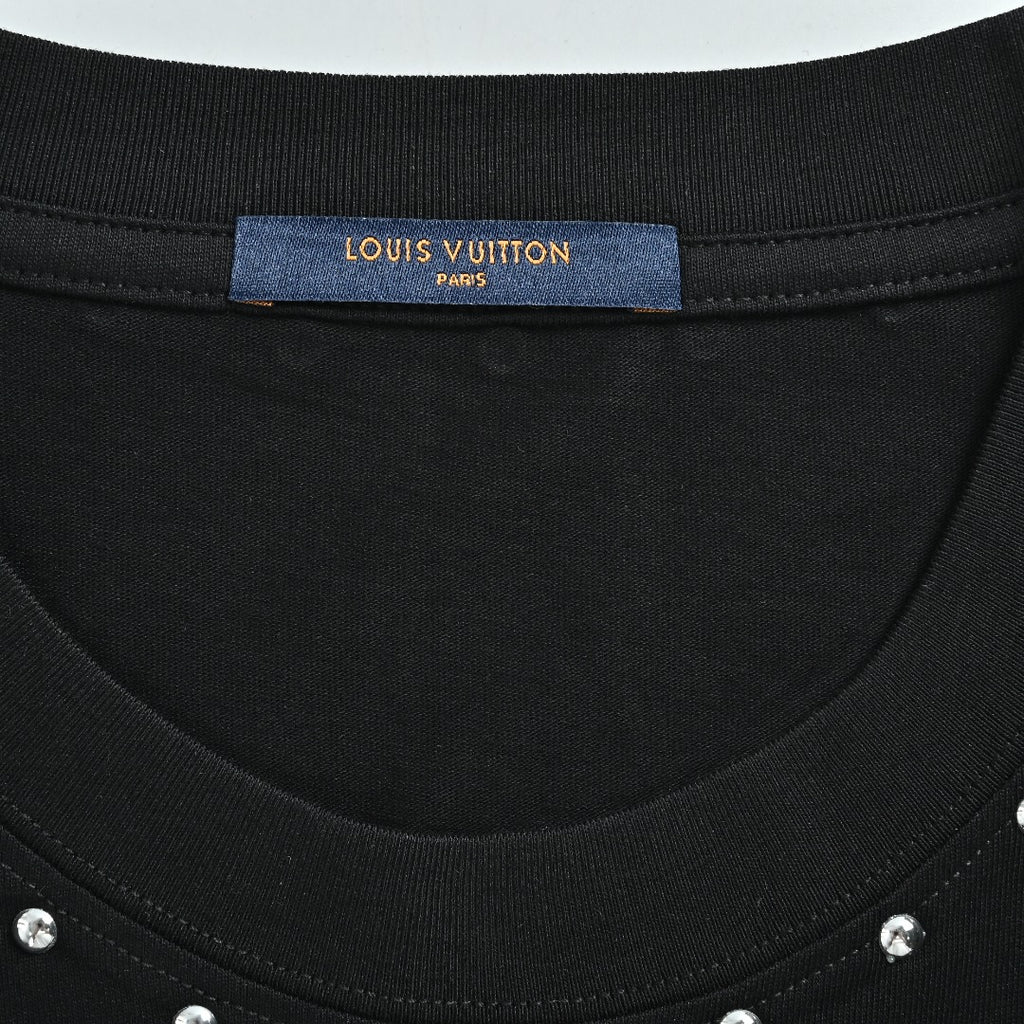 Louis Vuitton 26SS Studded Letter Logo T-Shirt — Black
