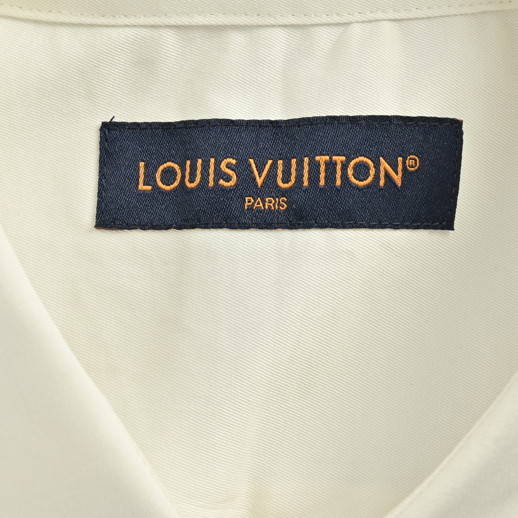 Louis Vuitton LV Monogram Embossed Pocket Short-Sleeve Shirt — Cream