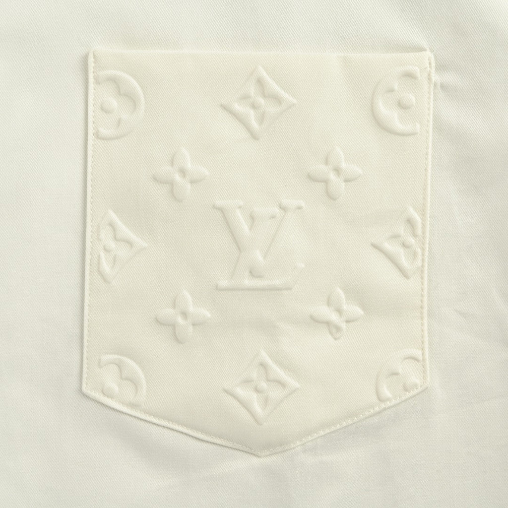 Louis Vuitton LV Monogram Embossed Pocket Short-Sleeve Shirt — Cream