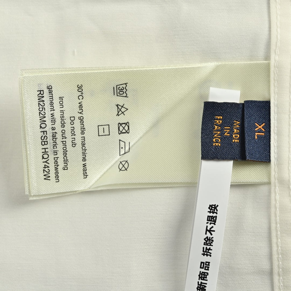 Louis Vuitton LV Monogram Embossed Pocket Short-Sleeve Shirt — Cream