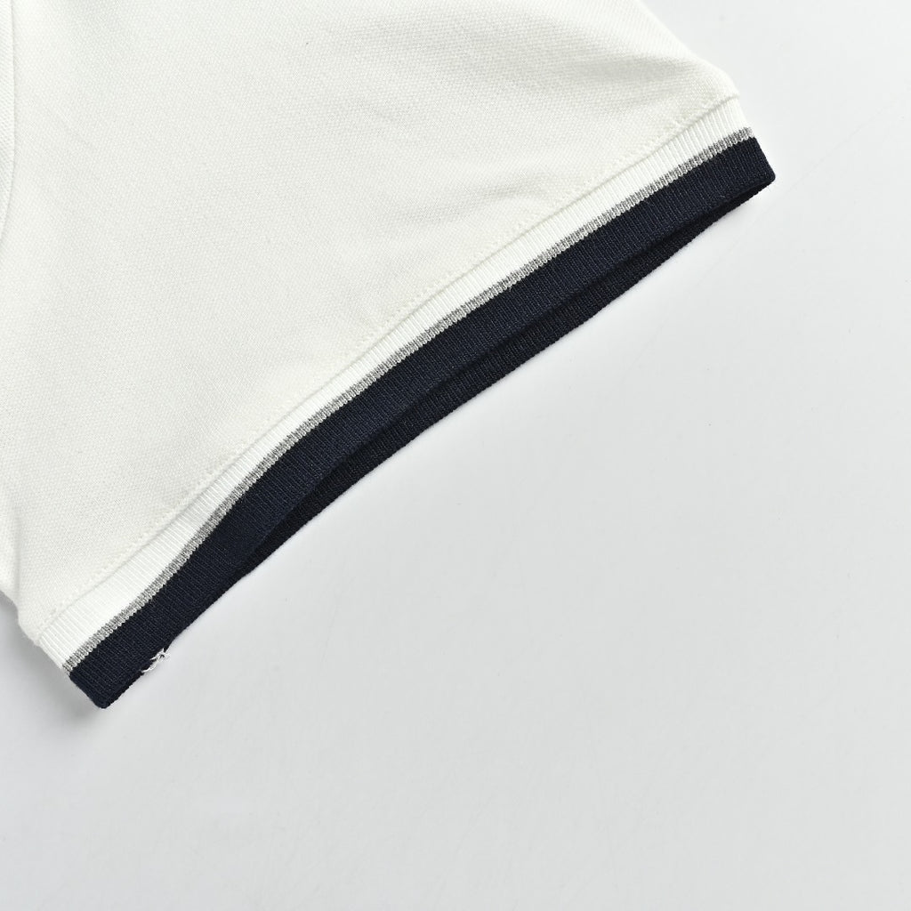 Ralph Lauren RL Small Polo Pony Embroidered Contrast Collar Stretch Mesh Short-Sleeve T-Shirt — White