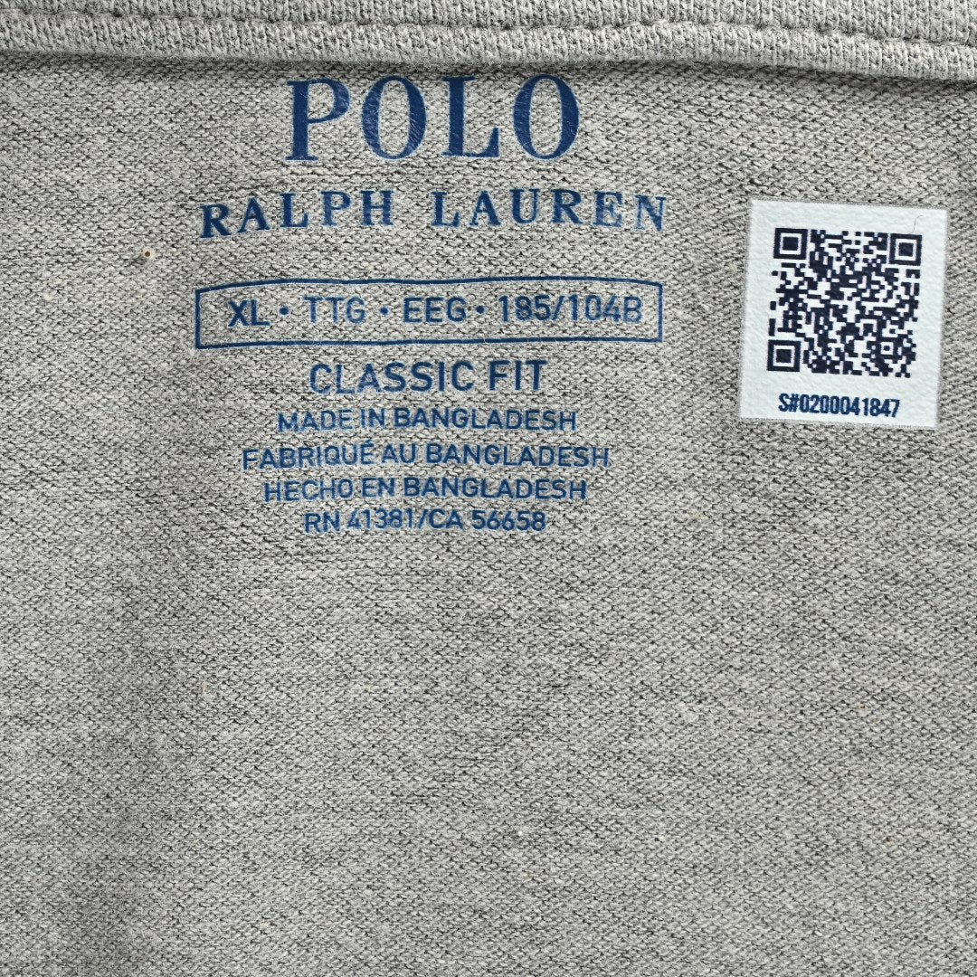 Ralph Lauren RL Small Polo Pony Embroidered Contrast Collar Stretch Mesh Short-Sleeve T-Shirt — Light Grey