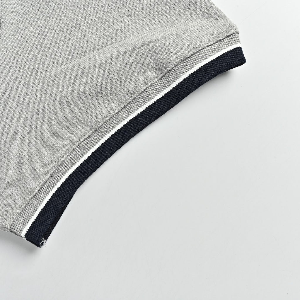 Ralph Lauren RL Small Polo Pony Embroidered Contrast Collar Stretch Mesh Short-Sleeve T-Shirt — Light Grey
