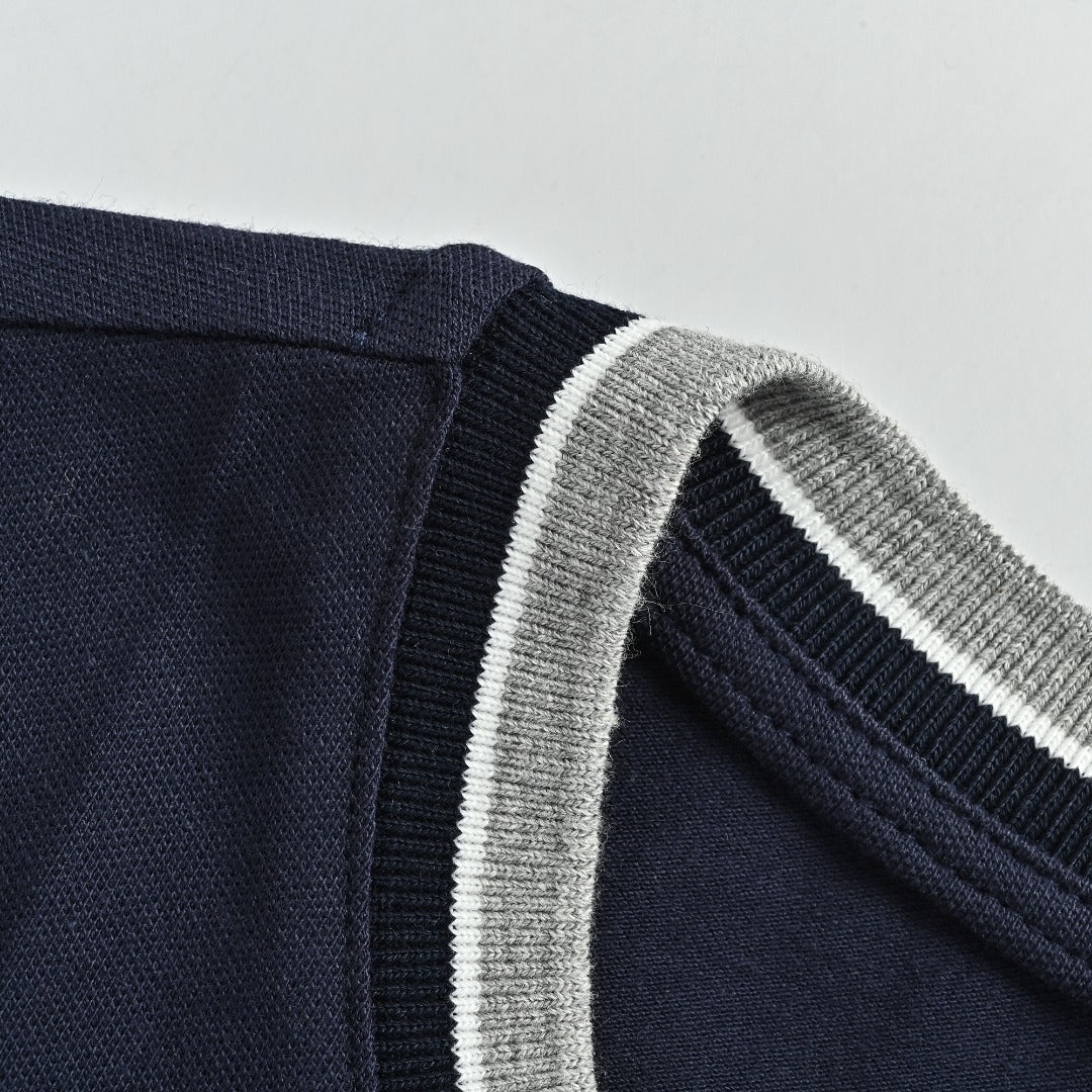 Ralph Lauren RL Small Polo Pony Embroidered Contrast Collar Stretch Mesh Short-Sleeve T-Shirt — Navy