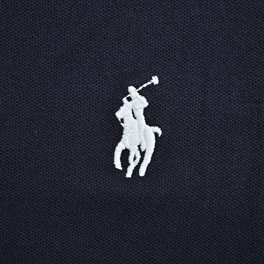Ralph Lauren RL Small Polo Pony Embroidered Contrast Collar Stretch Mesh Short-Sleeve T-Shirt — Navy