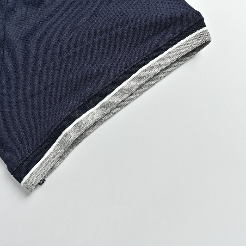 Ralph Lauren RL Small Polo Pony Embroidered Contrast Collar Stretch Mesh Short-Sleeve T-Shirt — Navy
