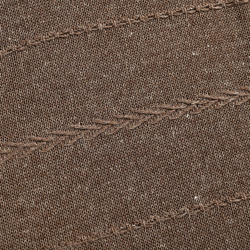 Loro Piana LP Tri-Color Topstitch Ribbed Knit Wave-Texture Linen Short-Sleeve T-Shirt — Tobacco Brown