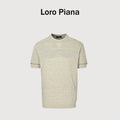Loro Piana LP Tri-Color Topstitch Ribbed Knit Wave-Texture Linen Short-Sleeve T-Shirt — Natural Ecru