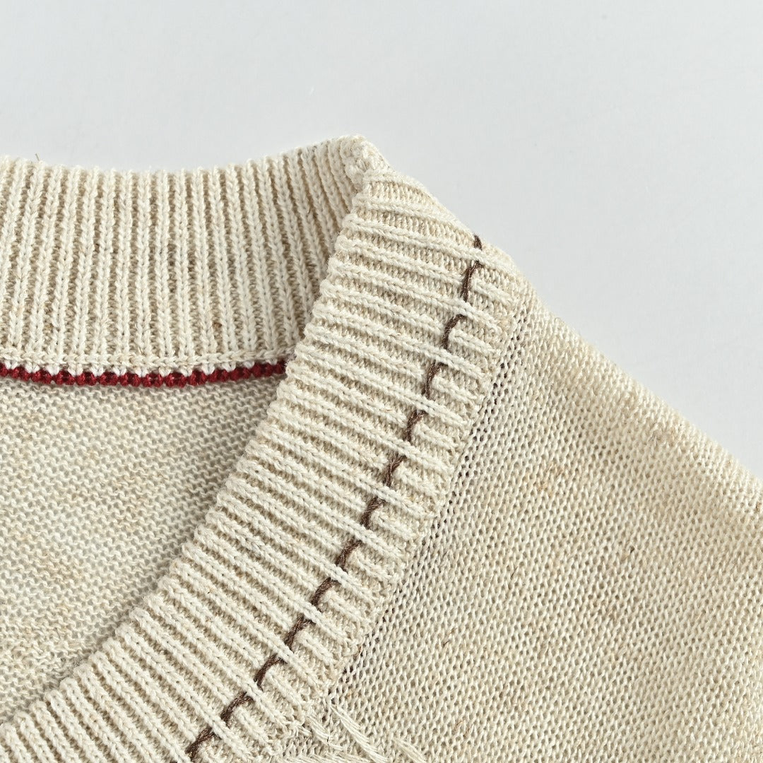Loro Piana LP Tri-Color Topstitch Ribbed Knit Wave-Texture Linen Short-Sleeve T-Shirt — Natural Ecru