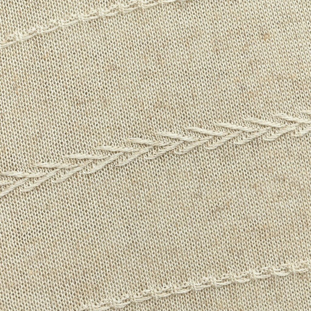 Loro Piana LP Tri-Color Topstitch Ribbed Knit Wave-Texture Linen Short-Sleeve T-Shirt — Natural Ecru