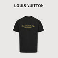 Louis Vuitton LV Damier Gold Thread Embroidered Piqué Short-Sleeve T-Shirt — Black