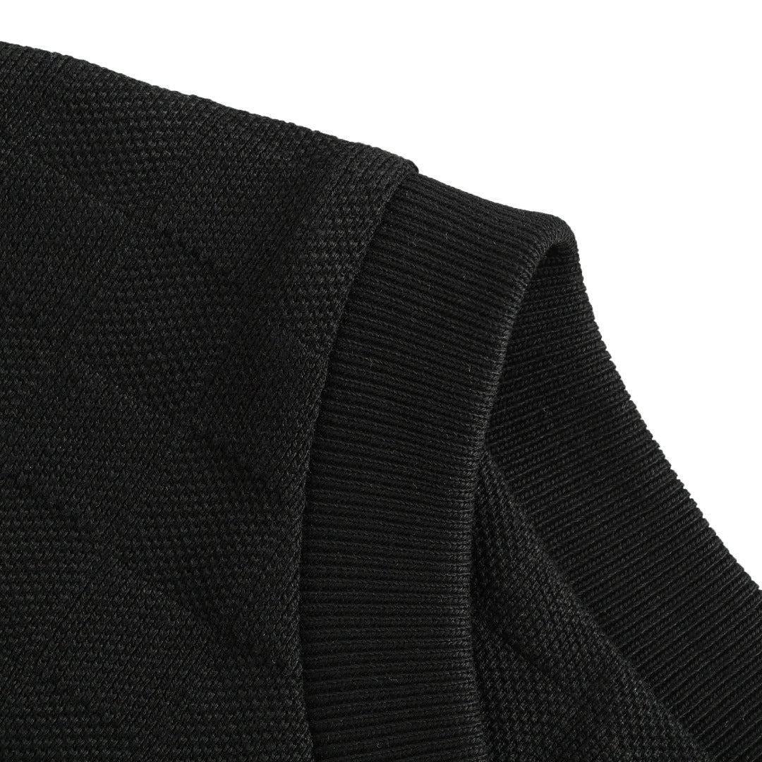 Louis Vuitton LV Damier Gold Thread Embroidered Piqué Short-Sleeve T-Shirt — Black