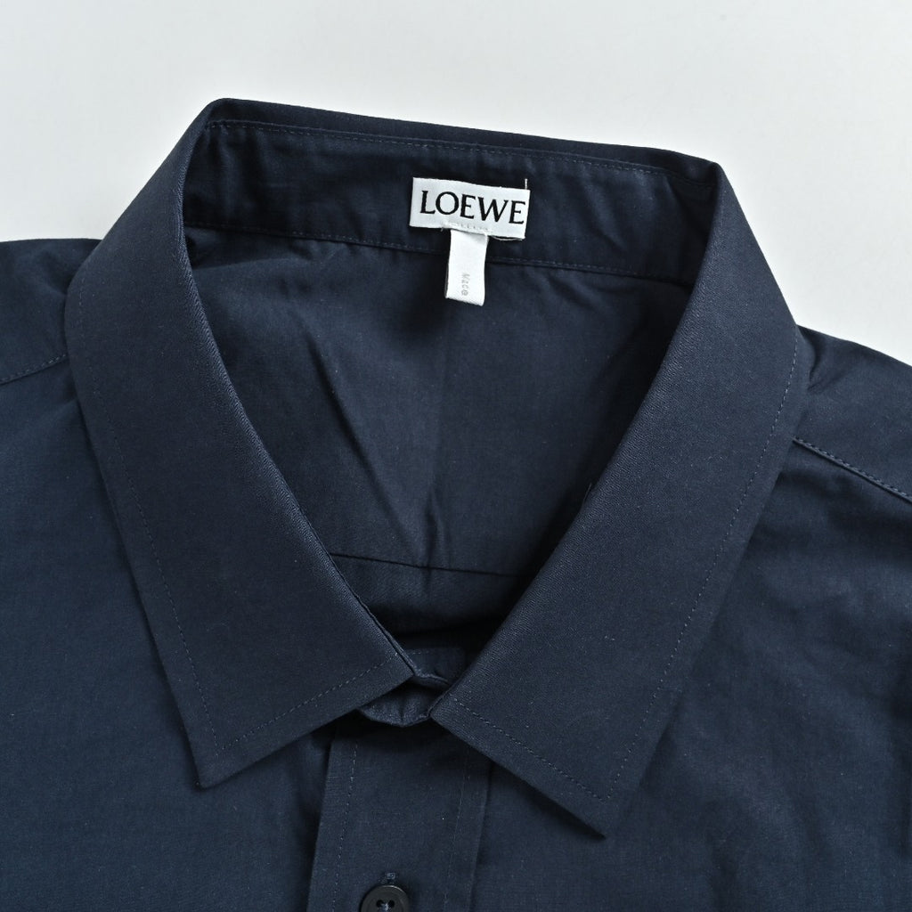 Loewe Embroidered Pocket Logo Long-Sleeve Shirt — Navy