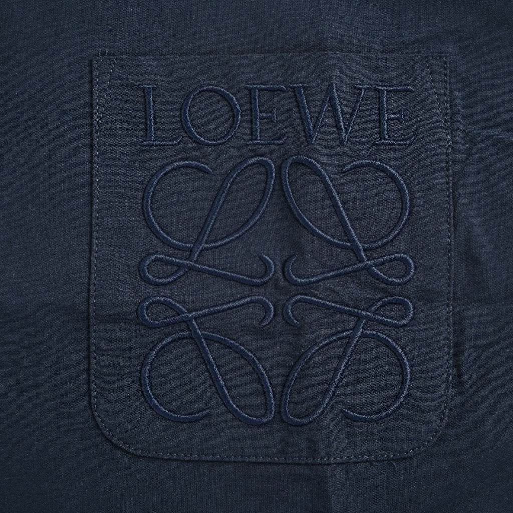 Loewe Embroidered Pocket Logo Long-Sleeve Shirt — Navy