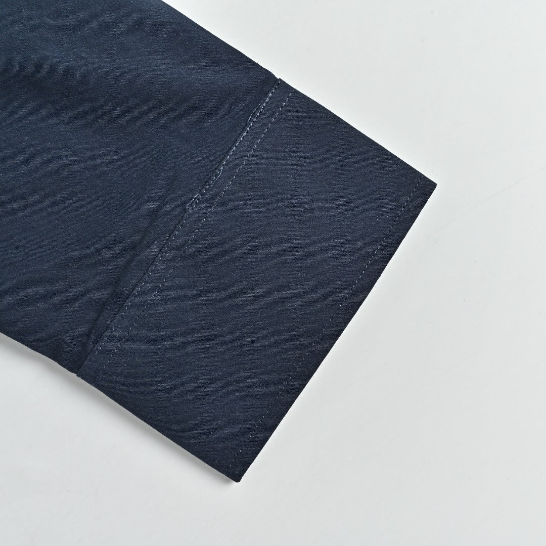 Loewe Embroidered Pocket Logo Long-Sleeve Shirt — Navy