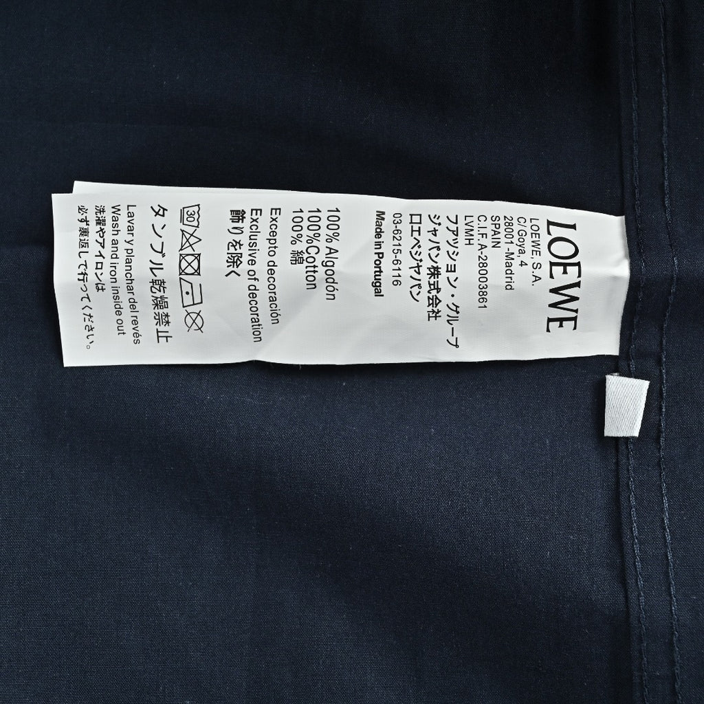 Loewe Embroidered Pocket Logo Long-Sleeve Shirt — Navy