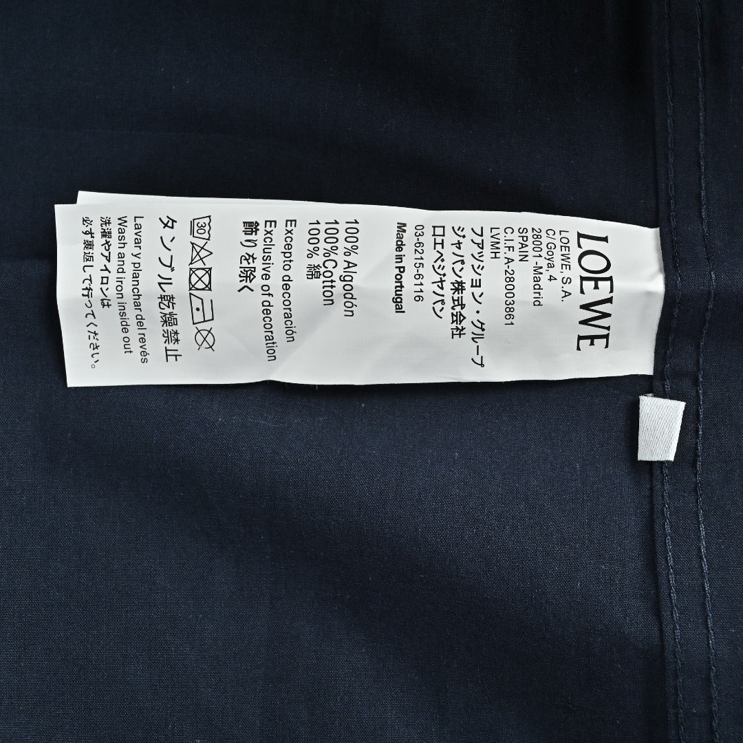 Loewe Embroidered Pocket Logo Long-Sleeve Shirt — Navy