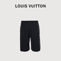 Louis Vuitton LV Monogram Jacquard Blue-Trim Knit Shorts — Black