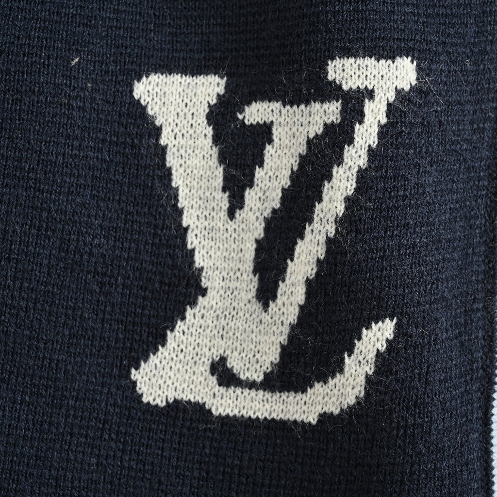 Louis Vuitton LV Monogram Jacquard Blue-Trim Knit Shorts — Black