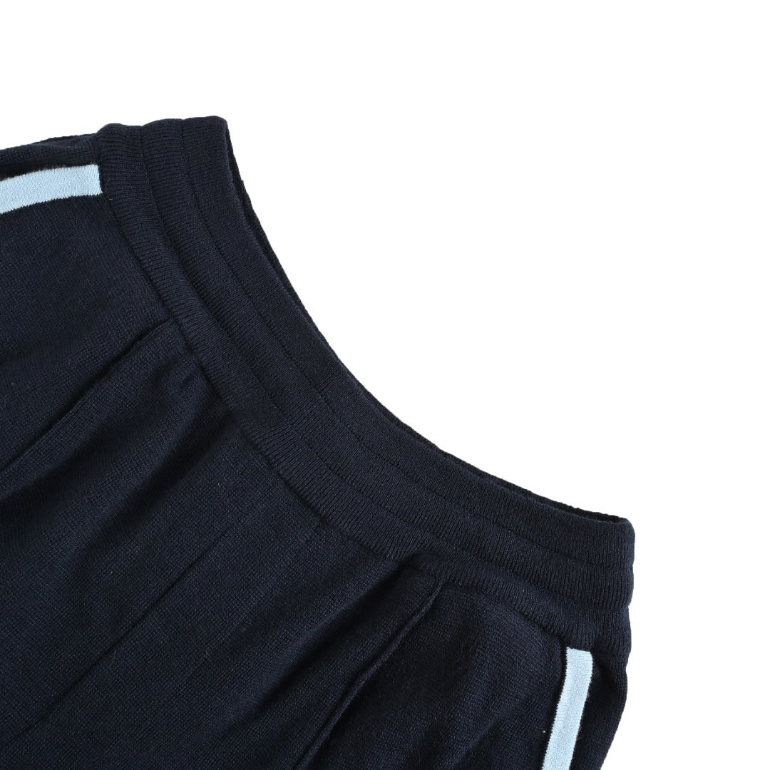 Louis Vuitton LV Monogram Jacquard Blue-Trim Knit Shorts — Black